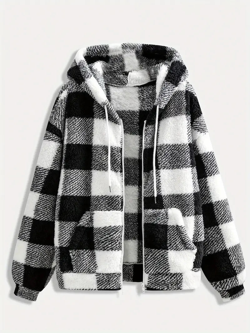 Plaid Fleece Coat